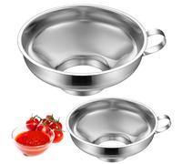 Set di 2 Imbuti in Acciaio Inox, Imbuto per Marmellate e Conserve, Imbuto con Apertura Grande e Piccola, Imbuti da Cucina per Barattoli e Bottiglie