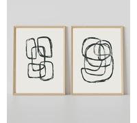 Set di 2/Immagini Murali,Stampa Artistica Moderna Astratta Con Disegno a Linee Nere Immagini Minimaliste Arte Murale su Tela Poster Decorazione per Camera da Letto Ufficio Casa-60*90cm (senza telaio)