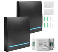 Set di 2 interruttori di illuminazione 230 V, interruttore radio Wi-Fi + RF 433 MHz con ricevitore, interruttore wireless, portata di 30 m, trasmettitore radio, 2 interruttori e 1 ricevitore