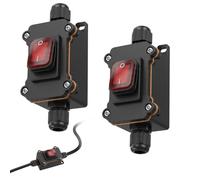 Set di 2 interruttori impermeabili con cavo IP67 220 V 30 A DPST indicatore | Interruttore di accensione e spegnimento per illuminazione, officina e giardino, terminali a vite, alloggiamento compatto