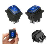 Set di 2 interruttori rotondi impermeabili da 12 V, con LED blu, interruttore a levetta on/off, per auto, barca, camion, SPST, robusti, per camper, jeep, camion, diametro 23,4 mm, prefabbricati