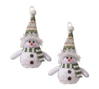 Set di 2 lampade a LED a forma di pupazzo di neve con cappello lavorato a maglia, decorazione natalizia colorata per la casa, decorazione per interni ed esterni, ornamento per tomba di Natale