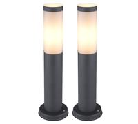 Set di 2 lampade con base in acciaio inox Illuminazione di sentieri da giardino Luci da cortile a stelo per esterni antracite