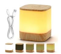 Set di 2 lampade da comodino a LED touch dimmerabili, 3600 mAh, USB, ricaricabili, con venature del legno, luce notturna con 3 temperature di colore, lampada da tavolo senza fili con funzione timer e