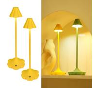 Set di 2 Lampade da Comodino Touch Control, Lampade da Tavolo Ricaricabili Senza Fili, IP54, Design a Fiore, 3 Temperature Colore, Dimmerabili, Atmosfera Accogliente - Verde