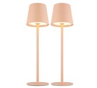 Set di 2 lampade da esterno lampada da tavolo lampada laterale LED touch dimmer ricaricabile USB color pesca, 10,6 x 36 cm, balcone veranda terrazza