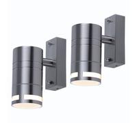 Set di 2 lampade da parete per la casa di design luci da balcone argento faretto rotondo in vetro in acciaio inossidabile GU10