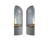Set di 2 lampade da tavolo a LED Illusion, luce bianca calda 2500 K, funzionamento a batteria, vetro fumo, grigio, design decorativo a fiamma, senza fili, ideale per soggiorno, camera da letto