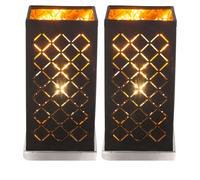 Set di 2 lampade da tavolo a LED Lampada da comodino Nichel opaco Decoro foglia oro nero H 25 cm
