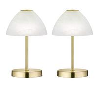 Set di 2 lampade da tavolo decorative a LED, in metallo, 4 posizioni, con dimmer touch, in ottone opaco, altezza 24 cm