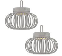 Set di 2 lampade da tavolo touch dimmer batteria ricaricabile LED color sabbia luce a sospensione griglia luce decorativa per esterni interni balcone, USB, 130Lm bianco caldo, DxH 25x22 cm