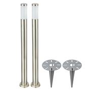 Set di 2 lampade da terra a LED da giardino plug-in ACCIAIO INOX segnapasso faretti terra picchetto terrazzi argento