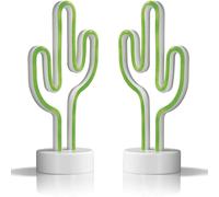 Set Di 2 Lampade Decorativa A Forma Di Cactus EASYmaxx In Neon LED Cactus Verde