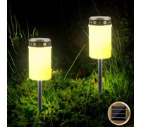 Set di 2 lampade funerarie: lampada funeraria solare, lampada funeraria solare a LED, candela per cimitero da esterno impermeabile a energia solare con sensore di luce, candela funeraria con picchetto