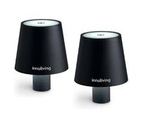Set di 2 Lampade LED per Bottiglia Innoliving, da tavolo, senza fili touch e dimmerabile, per interni ed esterni, luca naturale 4000K, luca fredda 6000K e calda 3000K, bianca e nera (Nero)