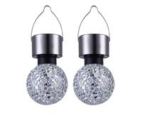 Set di 2 lampade solari LED appeso argento schegge di specchio giardino mosaico oscillare luci decorative intorno Batteria