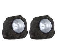 Set di 2 lampade solari LED design pietra luce decorativa IP44 illuminazione grigio