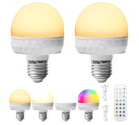 Set di 2 lampadine ricaricabili con telecomando, lampadine LED dimmerabili E27 con telecomando e magnete, lampade ricaricabili USB, lampadina per illuminazione di emergenza, campeggio, illuminazione
