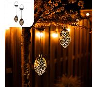 Gadgy Set di 2 Lanterne Solari a Sospensione - Lampade LED per Esterni in Stile Orientale - Illuminazione Impermeabile per Giardino, Balcone e Terrazza - Decorazione Orientale