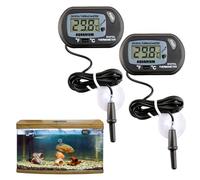 Set di 2 LCD termometro acquario, con ventosa e sonda, campo di misurazione da -50 °C a +70 °C, adatti per rettili incubatore, acquario, serra, batterie LR44 incluse