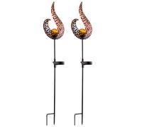 Set di 2 LED per esterni lampada solare decorativa lampada solare a innesto lampada per esterni metallo vetro nero oro IP44 H 90 cm