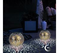 Set di 2 LED Solar Plug Earth Spike Lights Garden Balcony Lampe a sfera a treccia