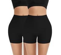 Set di 2 leggings sportivi da donna, sotto gonna o vestito, anti-sfregamento, pantaloni da ciclismo, da donna, leggings corti senza cuciture, boxer corti di sicurezza, 2 pezzi nero-d, XXL