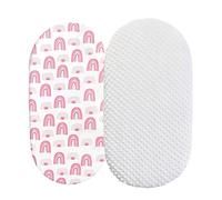 Set di 2 lenzuola per culla, per neonati, ovali, rettangolari, per passeggini e culle, Minky Dot Cartoon con angoli elasticizzati per lettino (taglia unica)