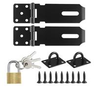 Set di 2 lucchetti Hasp, trappola di sicurezza, in acciaio inox, serratura per porta da 4 pollici, coniglietto con viti, molto adatto per armadietti, con 1 lucchetto in finta ottone