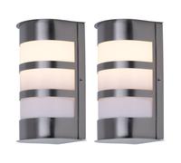 Set di 2 luci da esterno in acciaio inox da parete per casa, faretti per vialetti da cortile IP44