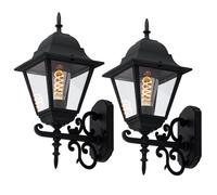 Set di 2 luci da parete in vetro alluminio facciata nero antico veranda lampade da esterno IP44 LED giardino cortile sentiero terrazza