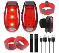 Set di 2 luci LED lampeggianti per la scuola, luci di sicurezza a LED, ricarica USB, luce lampeggiante, clip riflettore, clip di sicurezza, luce per passeggino, luce per animali domestici, con 2
