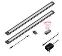 Set di 2 luci LED sottopensile SIRIS nero opaco con rilevatore di movimento