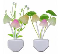 Set di 2 luci notturne a forma di fungo, lampada da comodino a LED con spina a muro per bambini e adulti, sensore dimmerabile a 7 colori, ac