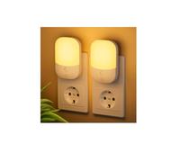 Set di 2 Luci Notturne a LED con Sensore Crepuscolare per Presa 3000K | Auto ON/OFF, 5 Livelli di Luminosità, 3 Modalità, 0,3W, Ideali per Corridoio, Scale, Cucina, Bagno e Cameretta