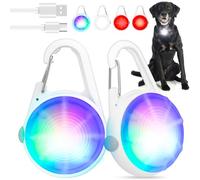 Set di 2 luci per cani ricaricabili a LED, con clip on con colore RGB, per animali domestici, luce per la scuola, per bambini, per la notte, escursioni, campeggio