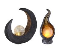 Set di 2 luci solari a LED esterni Decorazione percorso giardino Flame Moon Gold Silver Brown Black