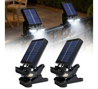 Set di 2 luci solari per esterni a clip, luci solari per esterni con sensore di movimento, per grondaie, recinzioni, terrazze e balconi, USB