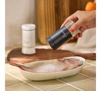 Set di 2 macinasale e macinapepe, macinasale con fondo in vetro trasparente, set sale e pepe da 5 once per cucinare, tavola, roulotte, barbecue, decoro e accessori per cucina in bianco e nero Nero,Oro