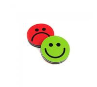 Set di 2 magneti double face Smiley contente/meteo, diametro 25 mm