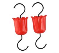 Set di 2 mangiatoie per colibrì, con ganci, per uso esterno, per impedire alle formiche e alle api di raggiungere il nettare (rosso)