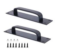 Set di 2 maniglie per porte scorrevoli NUZAMAS in lega di alluminio, maniglie per porte tagliafuoco, maniglie flate per porte di armadietti, apertura a pressione, 20 cm x 4 cm, colore nero