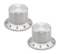 Set di 2 manopole per potenziometro in alluminio con nucleo solido e foro da 6 mm, offrono una presa migliorata e un fissaggio sicuro per il controllo del volume su strumenti musicali (argento)
