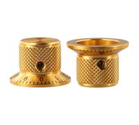 Set di 2 manopole per potenziometro in alluminio con nucleo solido e foro da 6 mm, offrono una presa migliorata e un fissaggio sicuro per il controllo del volume su strumenti musicali (oro)