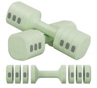 Set di 2 manubri regolabili 2 in 1, per donne e uomini, 4 livelli di peso con adattatore kettlebell, set di manubri per casa (Verde, coppia)
