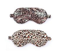 Set di 2 Mascherina per Dormire, Mascherina Occhi per Dormire, da Notte in Seta Morbidissima, Antiluce, Stile stampa leopardata