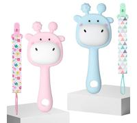 Set di 2 massaggiagengiraffe in silicone per alleviare la dentizione, giocattolo da masticare contro il dolore alle gengive, massaggiagengive (0-6 mesi)