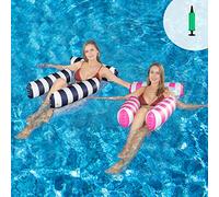 Set di 2 materassini per piscina, materasso gonfiabile per piscina galleggiante e inclinabile, 4 in 1, materassino per acqua, boe e materassini gonfiabili, accessori gonfiabili per piscina (triplo