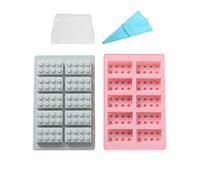 Set Di 2 Mattoni Edificio Vassoio Di Ghiaccio Candy Mold, Chocolate Brick Candy Silicone Mold, Building Brick Vassoio Di Ghiaccio O Jello Mold Fondant E Robot Candy Molds