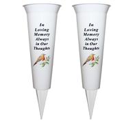 Set Di 2 Memorial Tomba Vasi Con Punta Robin Immagine - IN Loving Memoria